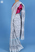 Mulmul Cotton Saree With Fall In Floral Block Print